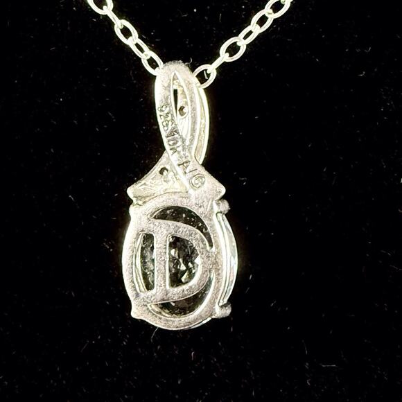 Duet Aquamarine Pendant 925 Silver 10K Gold Diamond Accents 18" Necklace VTG - Picture 4 of 8